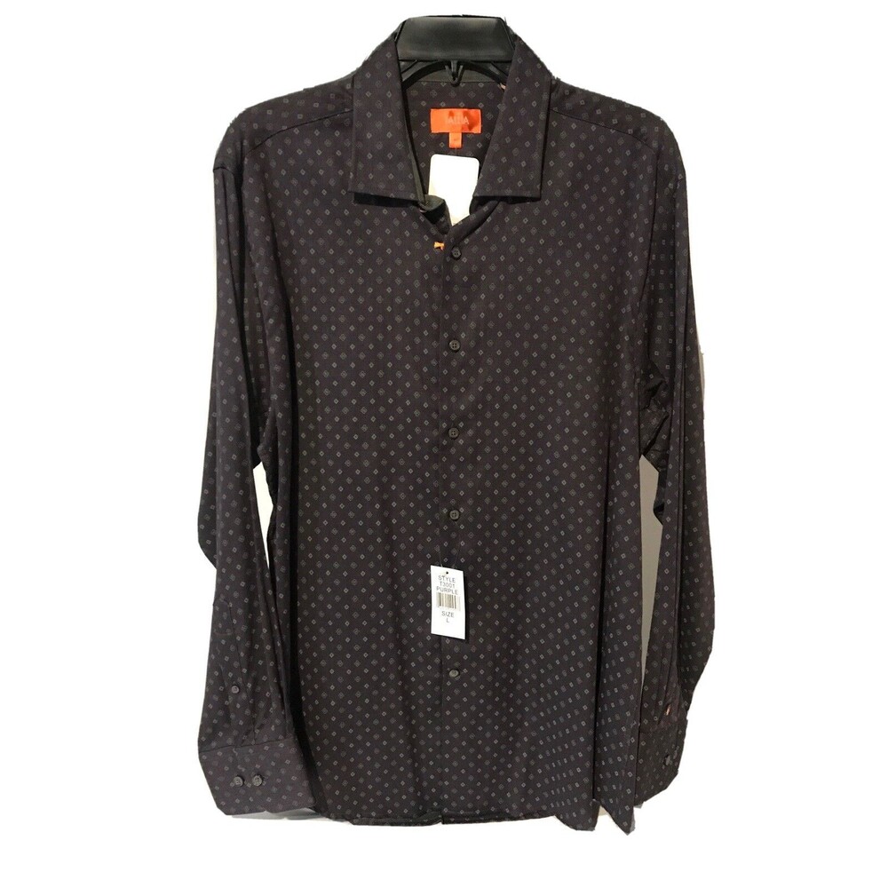 Tallia Orange Brand Purple/Green Pattern Button Down Shirt Size XL/TG 17.5  NWT